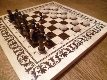 Игра 3в1 (шахматы, шашки, нарды) (400х200х46 фанера)