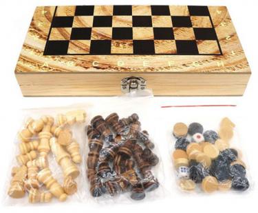 Игра 3 в 1 нарды, шашки, шахматы (Размер доски 400х200х45)