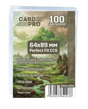 Прозрачные протекторы Card-Pro Perfect Fit для ККИ (100 шт.) 64x89 мм (40 микрон) - для карт MTG, Pokemon