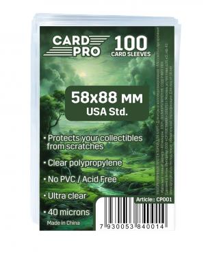 Прозрачные протекторы Card-Pro Perfect Fit USA std (100 шт.) 58x88 мм - для карт Манчкин, K-pop