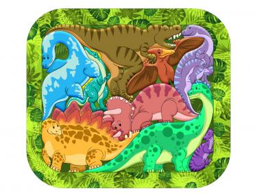Деревянный зоопазл "Динозавры", 9 деталей