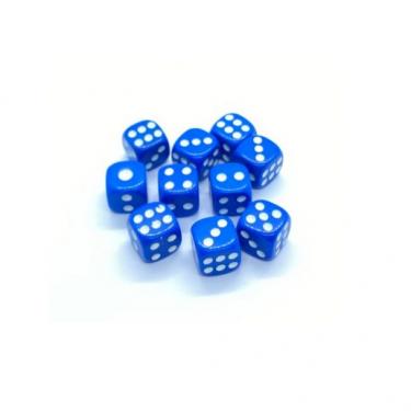 Набор кубиков - 10 шт по 16 мм (D6) Синие