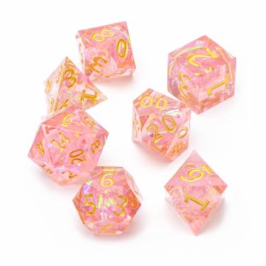 Набор высококачественных острых акриловых кубиков Stuff-pro (розовый с золотыми цифрами)