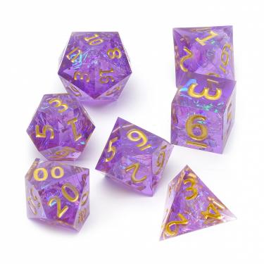 Набор высококачественных острых акриловых кубиков Stuff-pro (фиолетовый с золотыми цифрами)