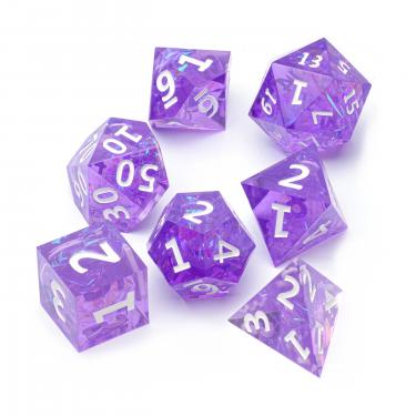 Набор высококачественных острых акриловых кубиков Stuff-pro (фиолетовый с белыми цифрами)
