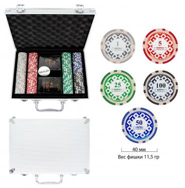 Фабрика Покера: Набор из 200 фишек для покера с номиналом в серебристом кейсе