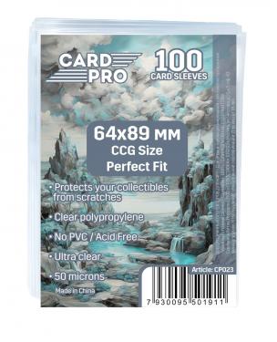 Прозрачные протекторы Card-Pro Perfect Fit для ККИ (100 шт.) 64x89 мм (50 микрон) - для карт MTG, Pokemon