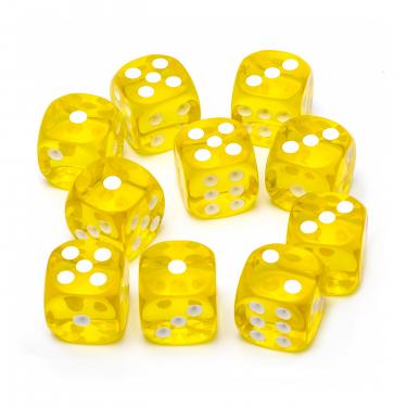 Набор цветных кубиков STUFF-PRO d6 (10 шт., 16мм, прозрачные) желтый