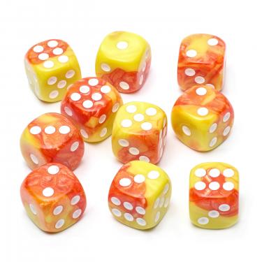 Набор цветных кубиков STUFF-PRO d6 (10 шт., 16мм, нефритовые двухцветные) желтый оранжевый