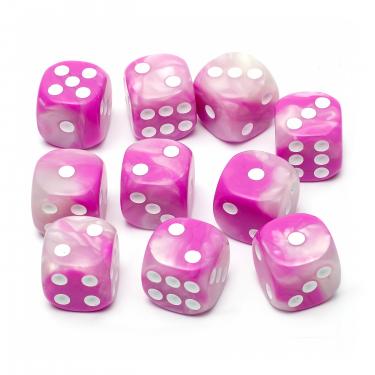 Набор цветных кубиков STUFF-PRO d6 (10 шт., 16мм, нефритовые двухцветные) белый розовый
