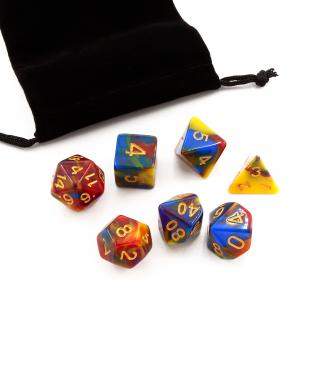 Набор кубиков Stuff-Pro для настольных ролевых игр с мешочком (красный фиолетовый синий жёлтый)