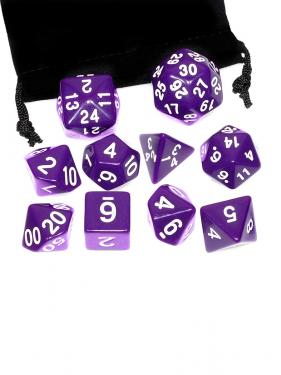 Набор из 10 кубиков Stuff-Pro для настольных ролевых игр с мешочком (фиолетовый)