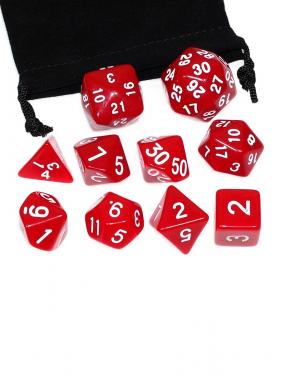 Набор из 10 кубиков Stuff-Pro для настольных ролевых игр с мешочком (ярко-красный)