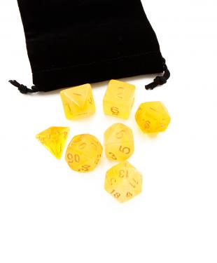 Набор кубиков Stuff-Pro для настольных ролевых игр с мешочком (желе жёлтый белый)