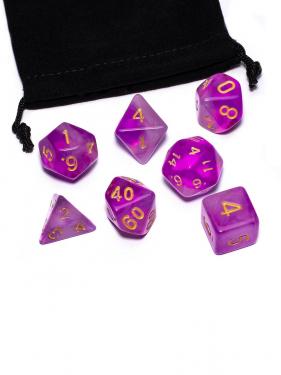 Набор кубиков Stuff-Pro для настольных ролевых игр с мешочком (желе фиолетовый белый)