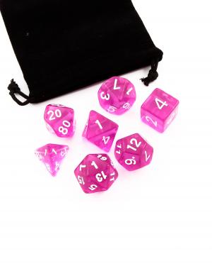 Набор кубиков Stuff-Pro для настольных ролевых игр с мешочком (розовый кварц)