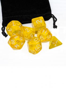 Набор кубиков Stuff-Pro для настольных ролевых игр с мешочком (прозрачный жёлтый)