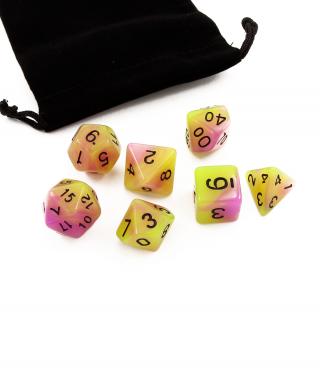 Набор кубиков Stuff-Pro для настольных ролевых игр с мешочком (светящийся фиолетовый натуральный)