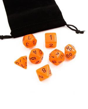 Набор кубиков Stuff-Pro для настольных ролевых игр с мешочком (светящийся оранжевый)