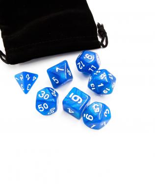 Набор кубиков Stuff-Pro для настольных ролевых игр с мешочком (жемчужный синий)