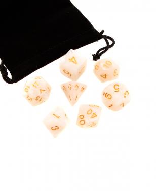 Набор кубиков Stuff-Pro для настольных ролевых игр с мешочком (нефритовый белый золотой)