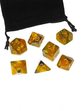 Набор кубиков Stuff-Pro для настольных ролевых игр с мешочком (жёлтый чёрный)