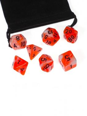 Набор кубиков Stuff-Pro для настольных ролевых игр с мешочком (оранжевый белый)