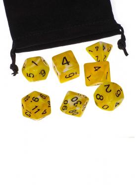 Набор кубиков Stuff-Pro для настольных ролевых игр с мешочком (жёлтый белый)