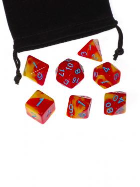 Набор кубиков Stuff-Pro для настольных ролевых игр с мешочком (жёлтый красный голубой)