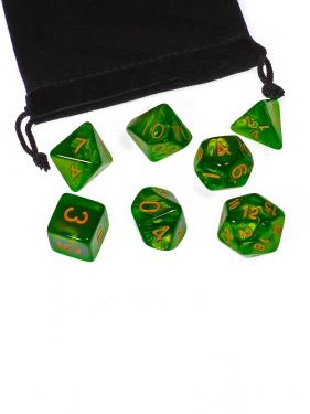Набор кубиков Stuff-Pro для настольных ролевых игр с мешочком (нефритовый тёмно-зеленый)