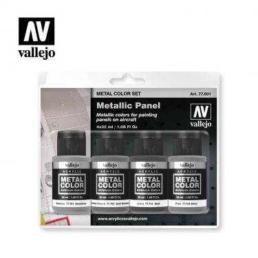 Набор красок Vallejo - Metallic Panel 77601 (4 краски по 32 мл)
