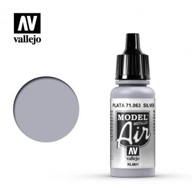 Краска Vallejo серии Model Air - Silver RLM01 (Metallic) 71063 (17 мл)