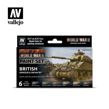 Набор красок Vallejo Model Color Set - WWII British Armour & Infantry 70204 (6 красок по 17 мл)