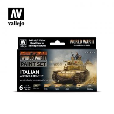 Набор красок Vallejo Model Color Set - WWII Italian Armour & Infantry 70209 (6 красок по 17 мл)