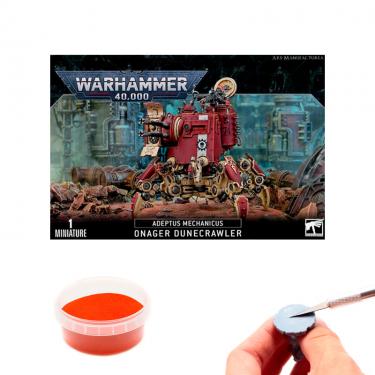 Warhammer 40000: Adeptus Mechanicus Onager Dunecrawler + Модельный песок STUFF PRO: Оранжевый + Нож модельный для миниатюр + 5 лезвий