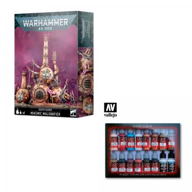 Warhammer 40000: Death Guard - Miasmic Malignifier + Набор красок Vallejo - Specialist (16 красок по 17 мл)