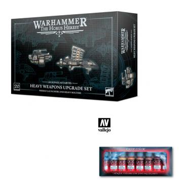 Warhammer The Horus Heresy: Heavy Weapons Upgrade Set – Missile Launchers and Heavy Bolters + Набор красок Vallejo - GAME COLOR - Metallic Colors