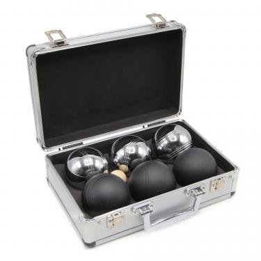 Спортивная игра "Петанк", 6 шаров (3 чёрного цвета, 3 серебряного) в алюминиевом кейсе