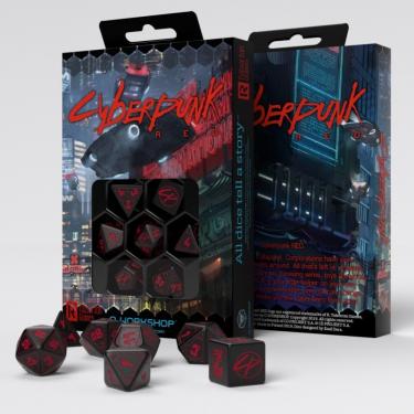 Набор кубиков Cyberpunk Red, Blood over Chrome 7 шт.