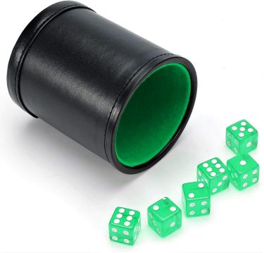Шейкер для кубиков Stuff-Pro кожаный с крышкой (зелёный)