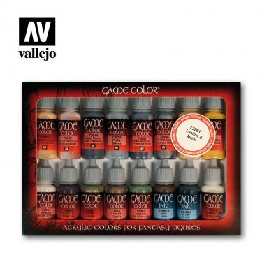 Набор красок Vallejo Game Color - Leather & Metal 72291 (16 красок по 17 мл)