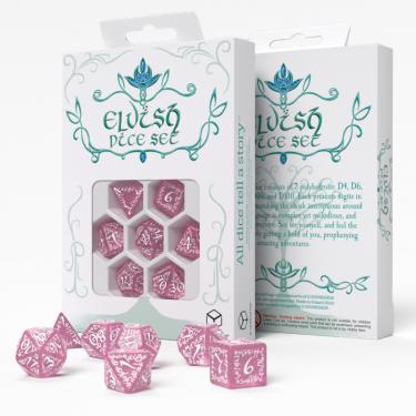 Набор кубиков Elvish Shimmering pink & White Dice Set