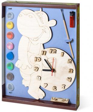 Часы с циферблатом под роспись "Бегемот" с красками