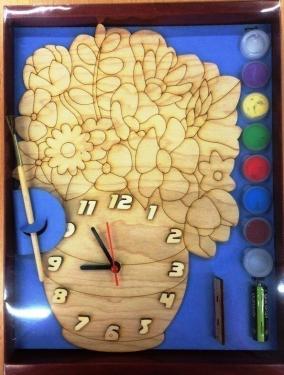 Часы с циферблатом под роспись "Цветы" с красками