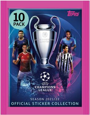 Пакетик наклеек TOPPS UEFA CHAMPIONS LEAGUE 2021/2022 (в пакетике 10 наклеек)
